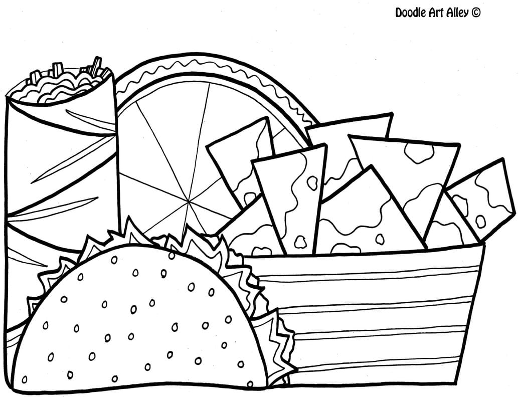 Taco coloring pages for kids
