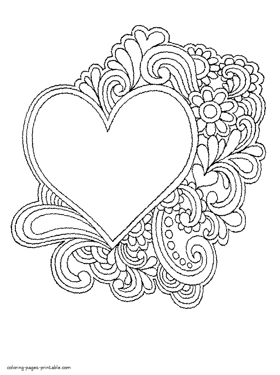 coloring hearts heart flowers printable flower adult adults colouring mandala easy sheets template printables floral unicorn valentine templates books valentines