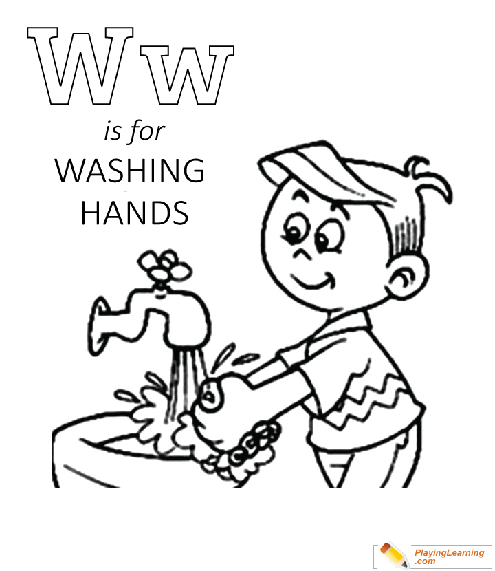 Flu Season W Is For Washing Hands Coloring Page 01 | Free Flu Season W Is  For Washing Hands Coloring Page