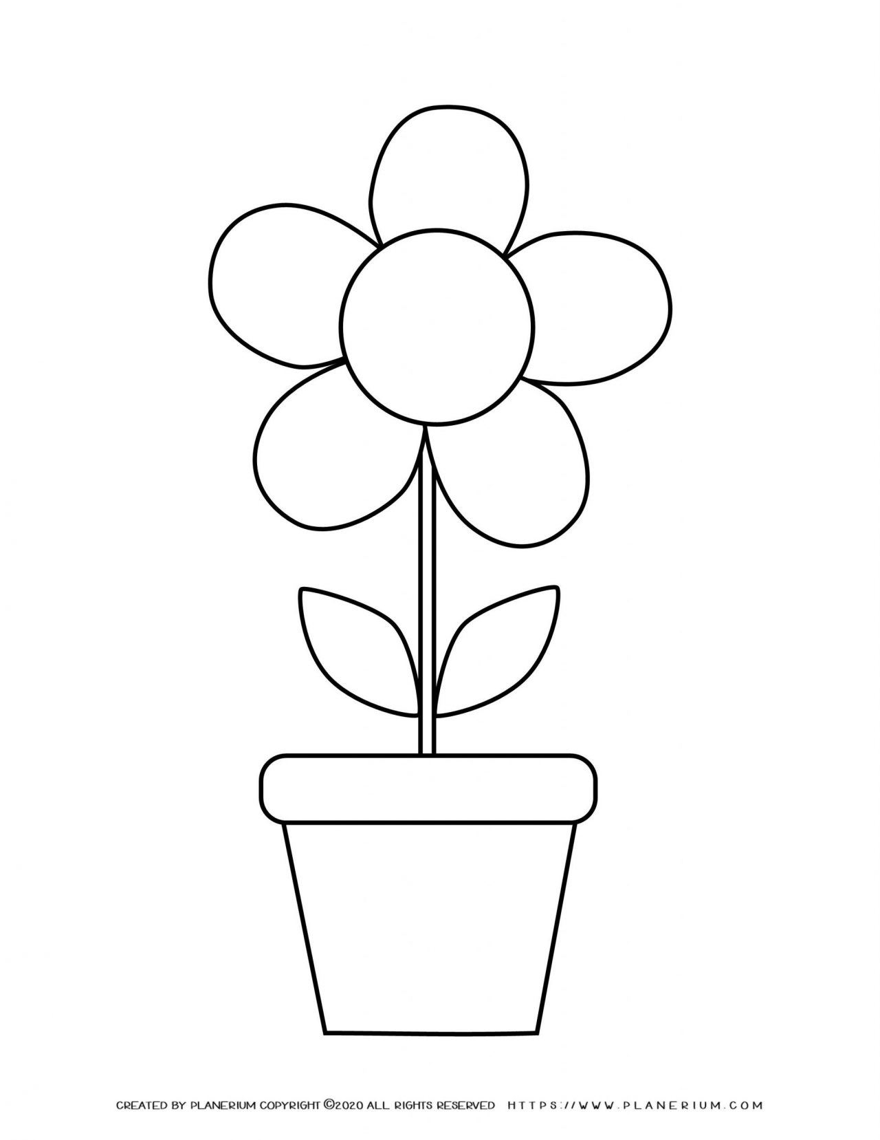 Spring   Coloring Page   Flower In A Pot   Planerium   Coloring Home