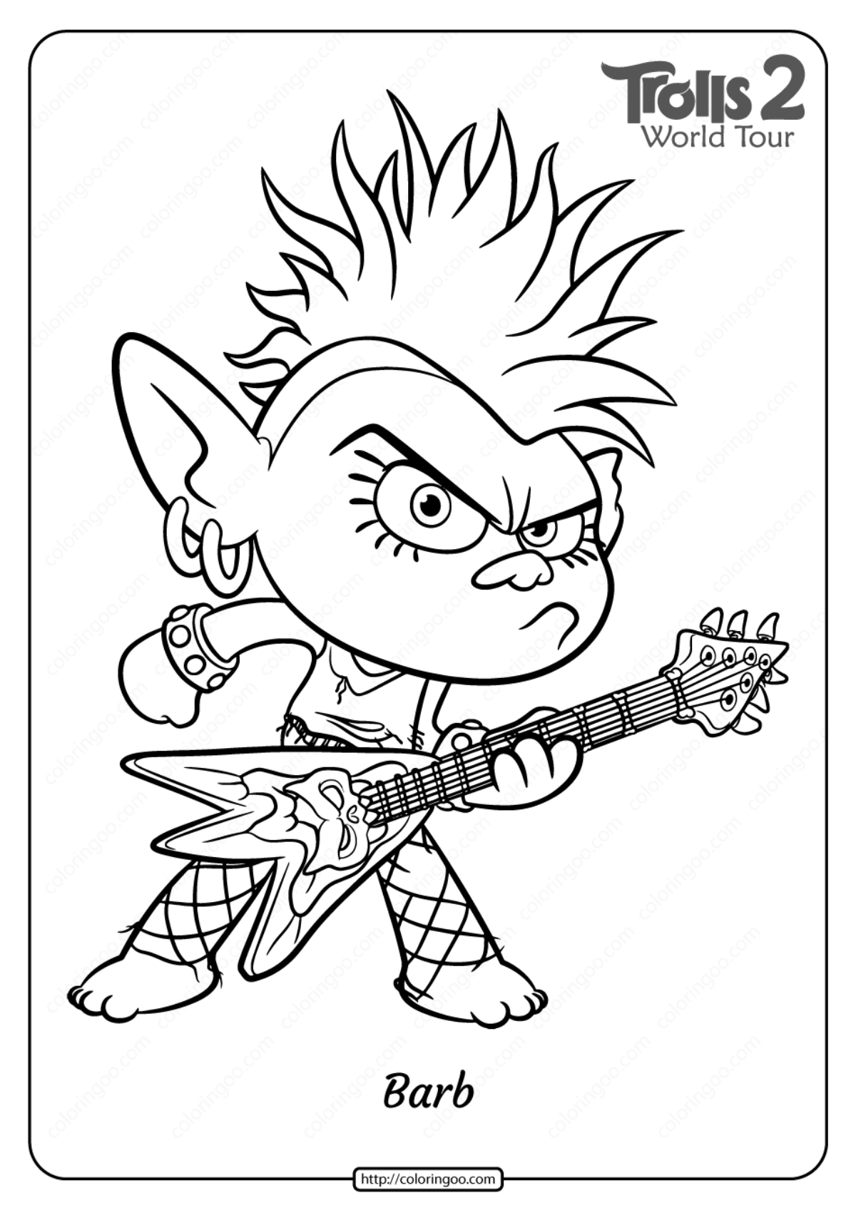 Free Printable Trolls 20 Queen Barb Pdf Coloring Page   Coloring Home