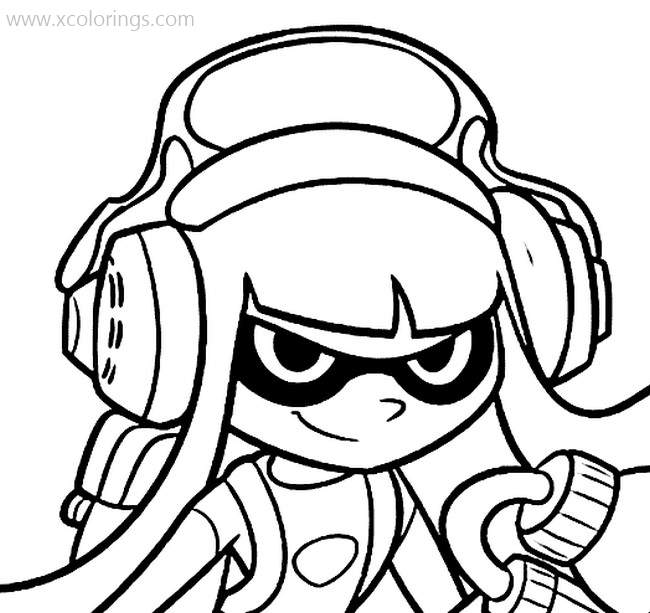 Splatoon Coloring Pages Inkling Girl with Headphones - XColorings.com