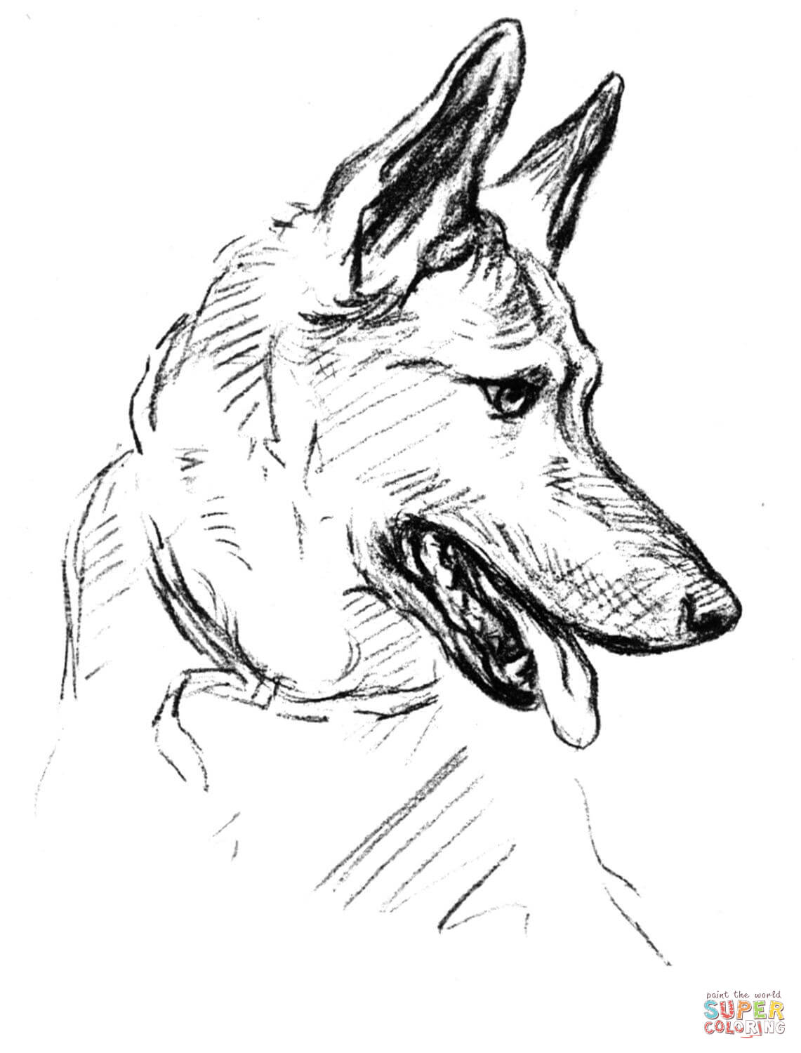German Shepherd Dog Portrait coloring page | Free Printable ...