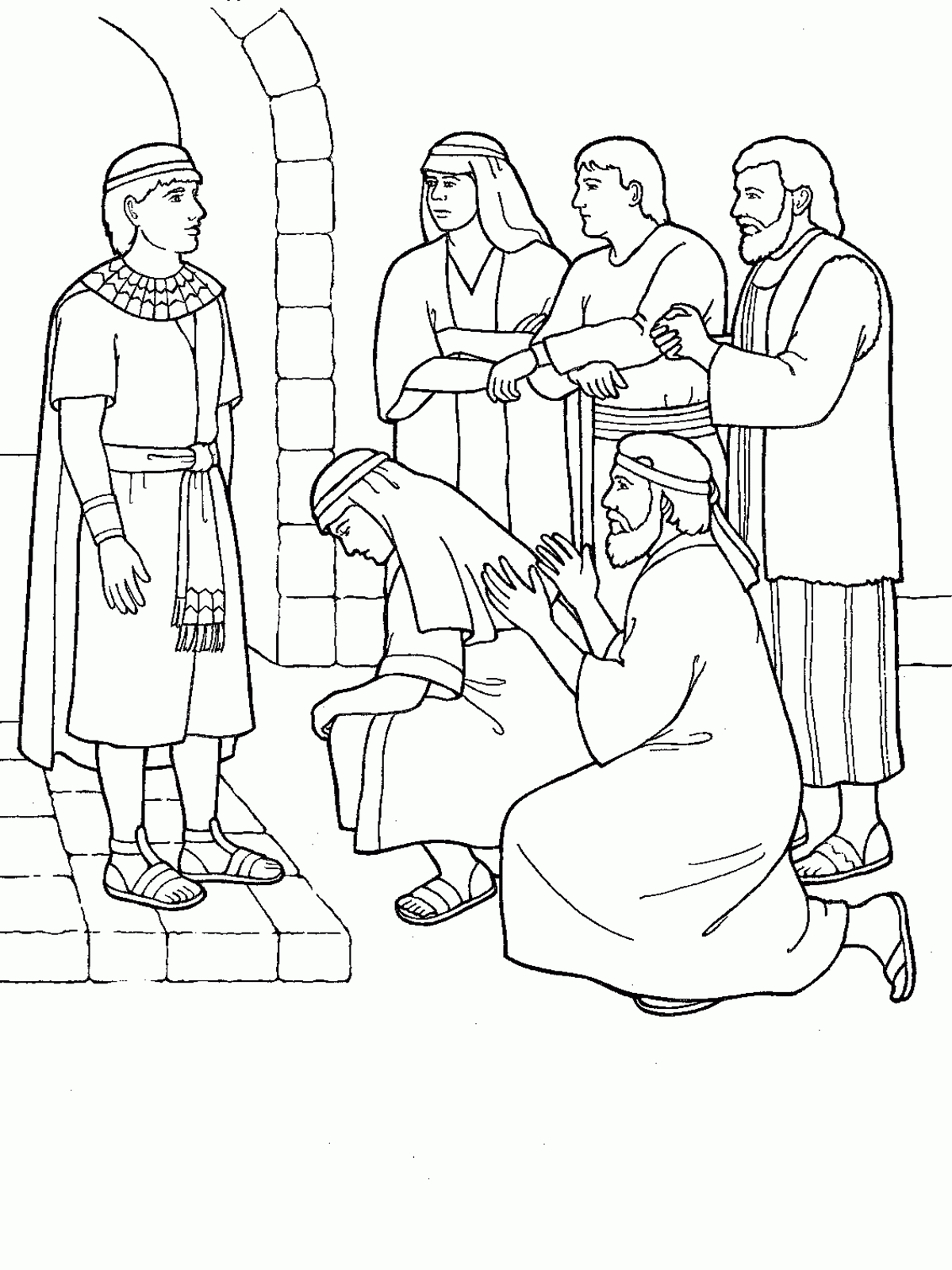 Joseph Forgives His Brothers Coloring Page