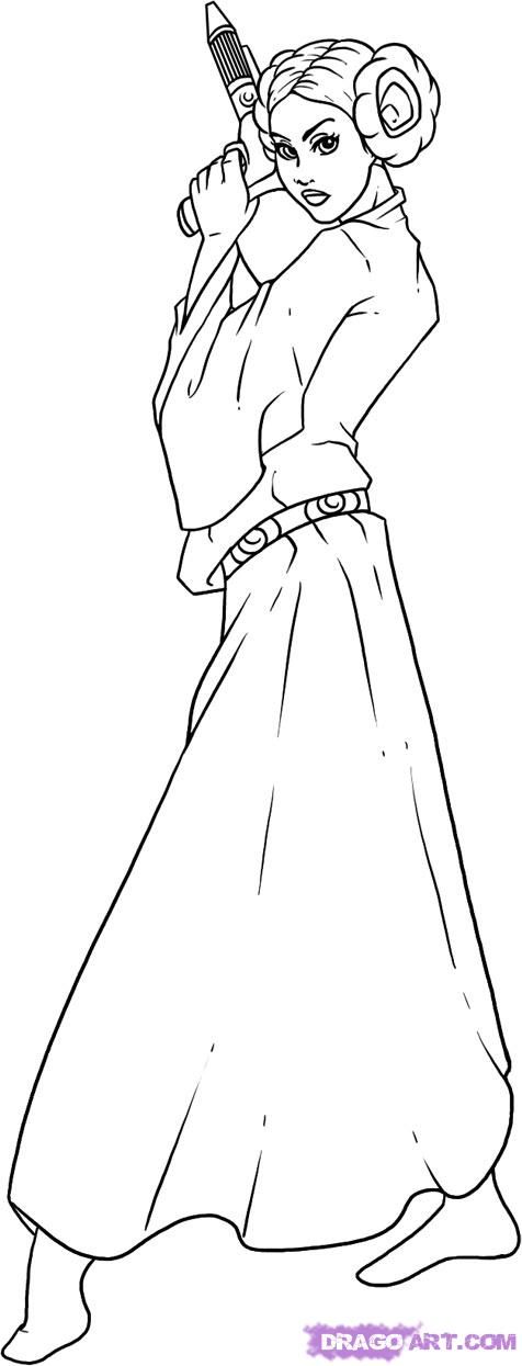 Princess Leia - Coloring Pages for Kids and for Adults
