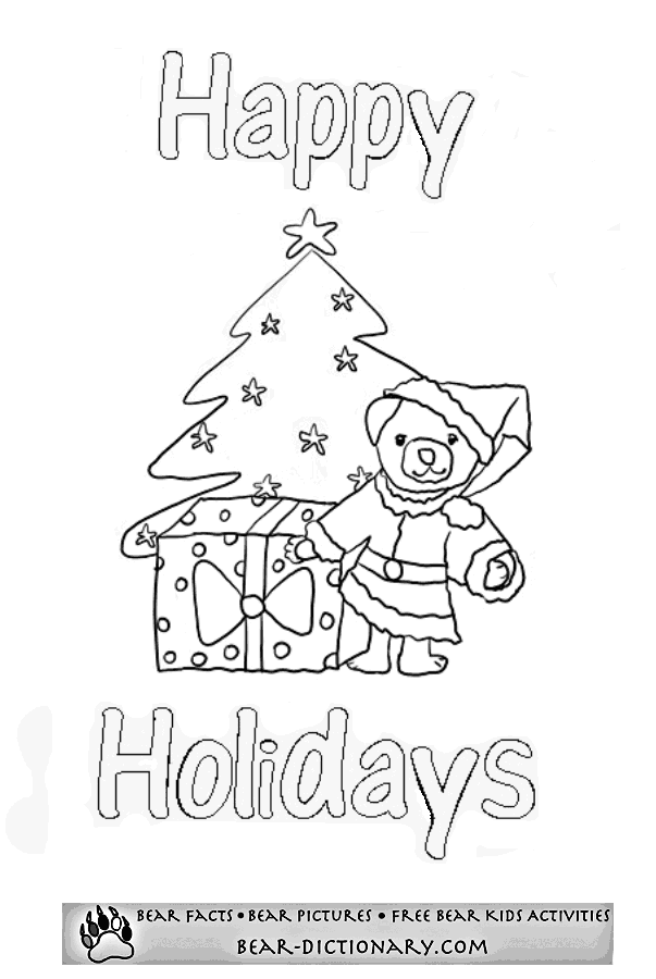 Bear Christmas Coloring Page,Toby's Bear Christmas Coloring Sheet ...