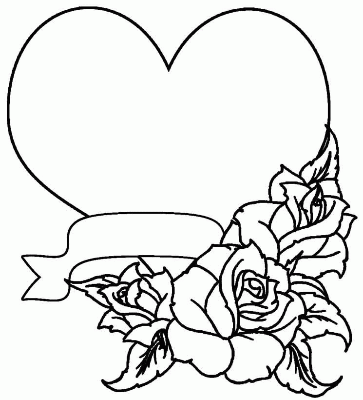 Coloring Pages For Adults Roses And Hearts