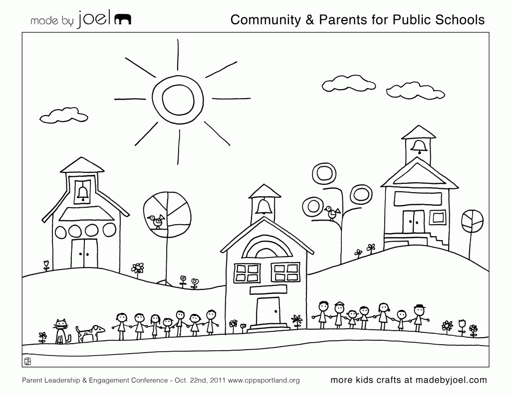 Colouring Pages Of School Building - Coloring