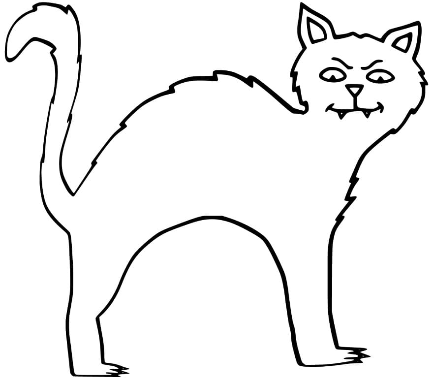 Scary Halloween Cat Coloring Page - Free Printable Coloring Pages for Kids