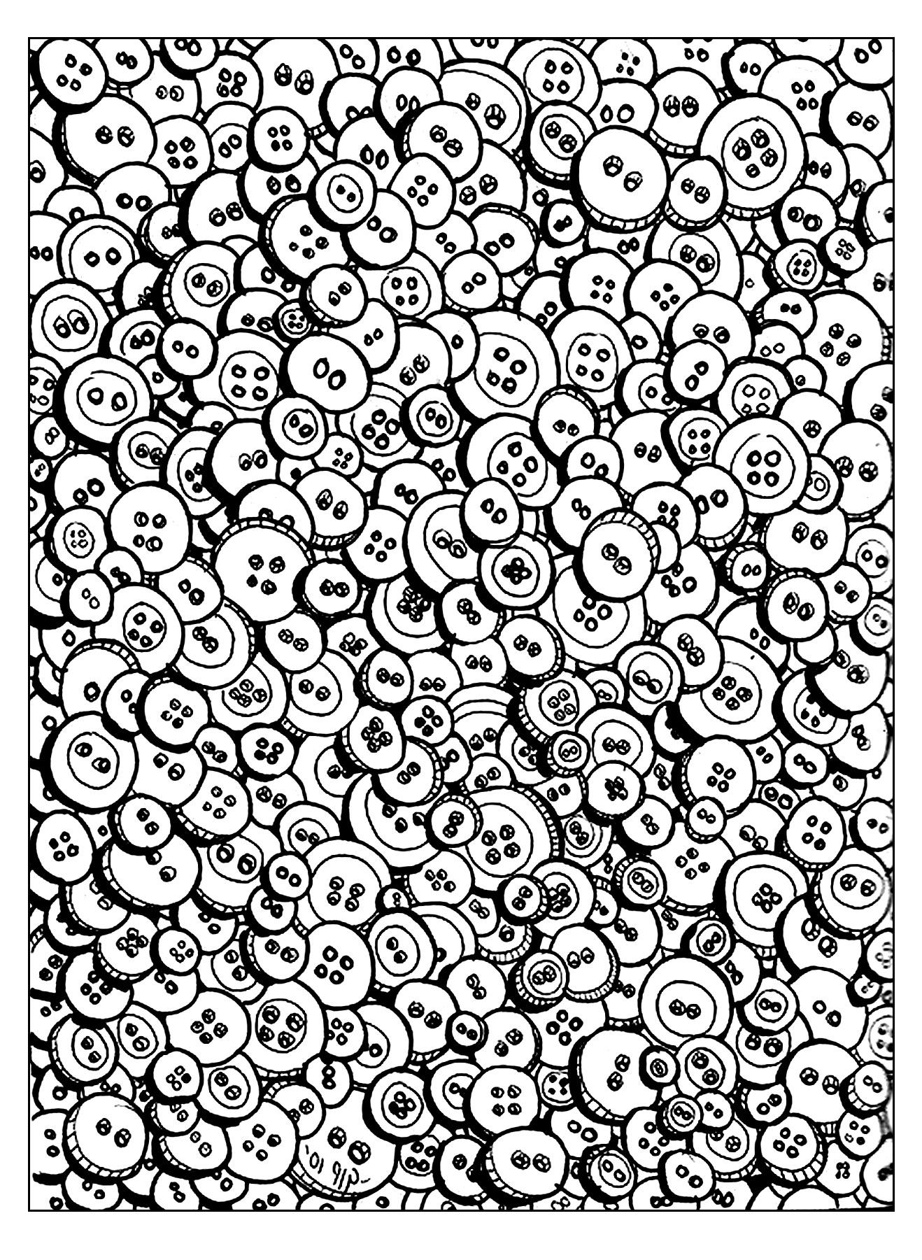 100 buttons - Unclassifiable Adult Coloring Pages
