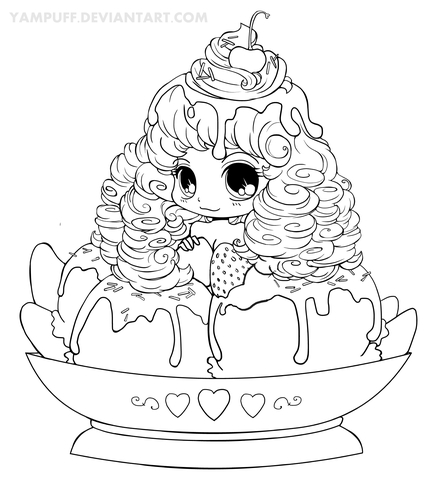 Chibi Ice Cream Girl coloring page | Free Printable Coloring Pages