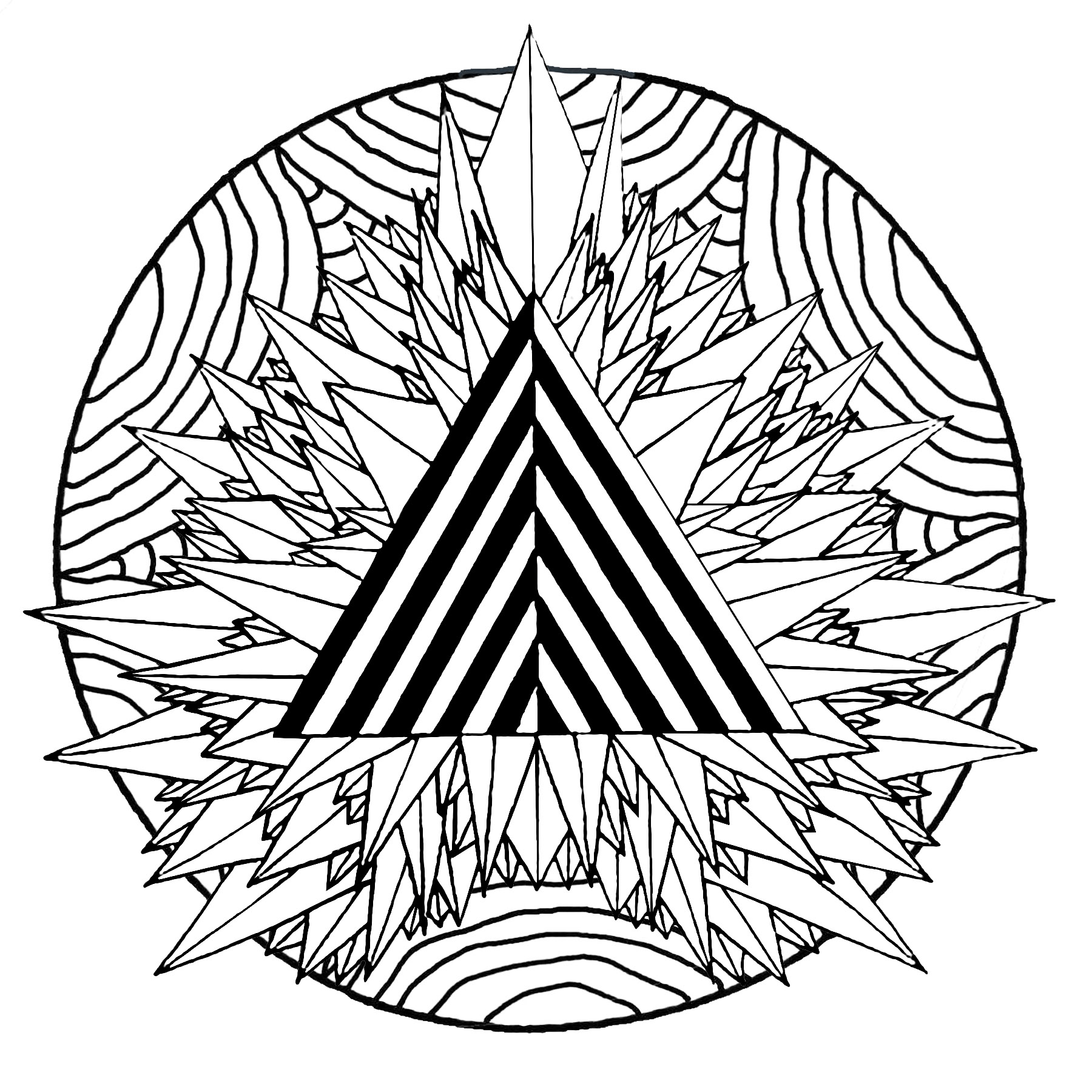 Mandala mystical triangle - Mandalas Adult Coloring Pages