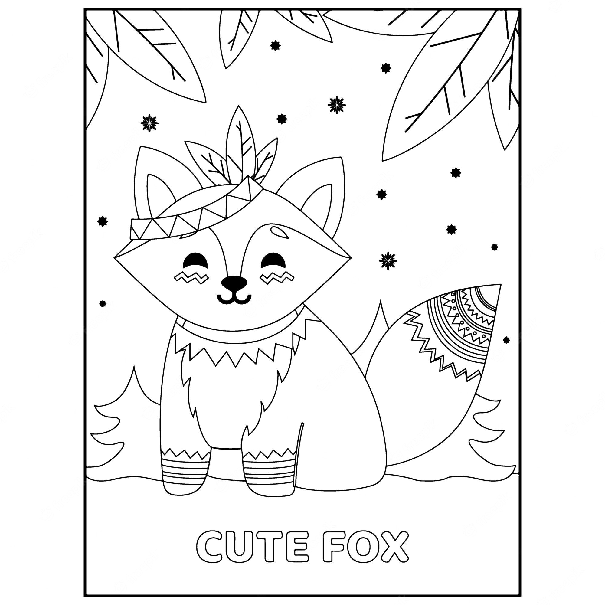 Premium Vector | Cute foxes coloring pages for kids