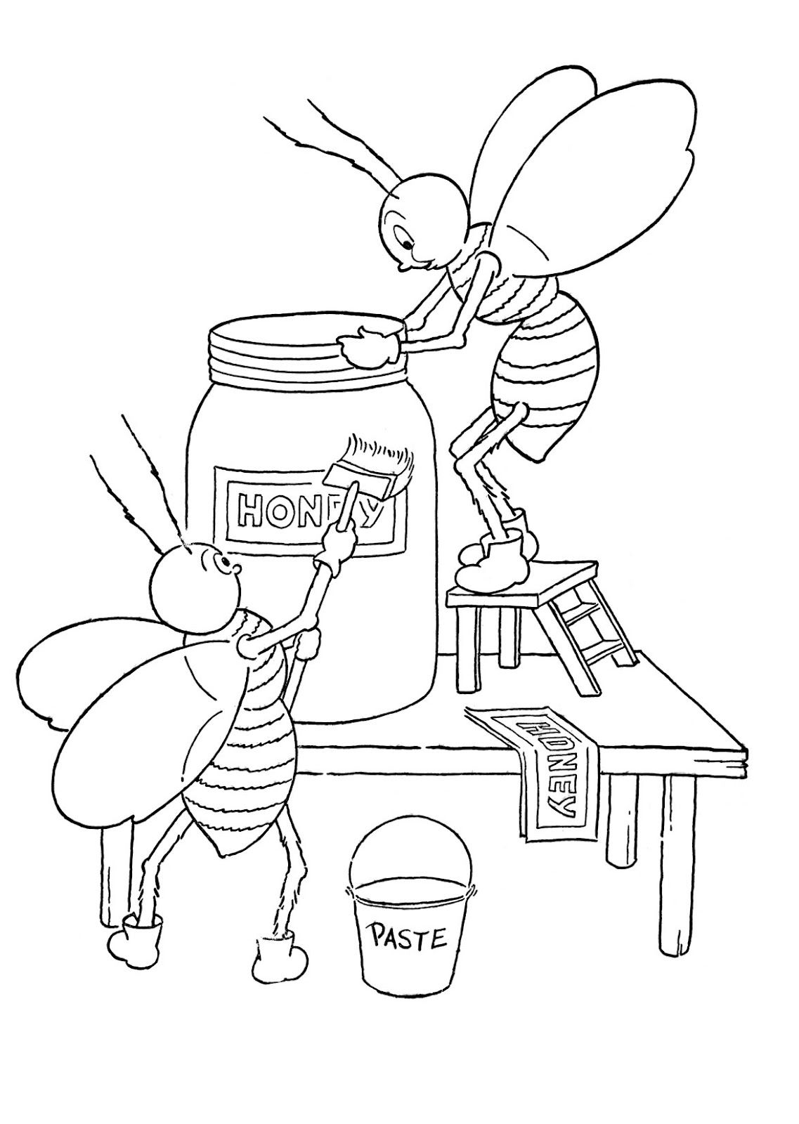 Kids Printable - Honey Bees Coloring Page - The Graphics Fairy | Bee  coloring pages, Bee drawing, Coloring pages