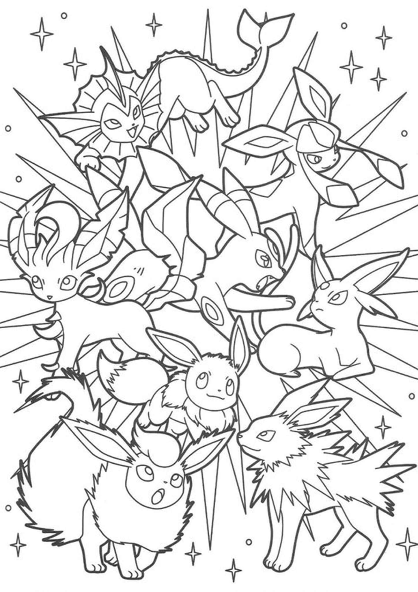 Free & Easy To Print Eevee Coloring Pages | Pokemon coloring pages, Pikachu coloring  page, Pokemon coloring
