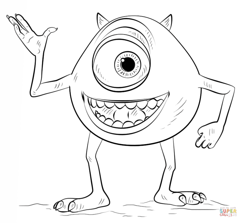Mike Wazowski coloring page | Free Printable Coloring Pages