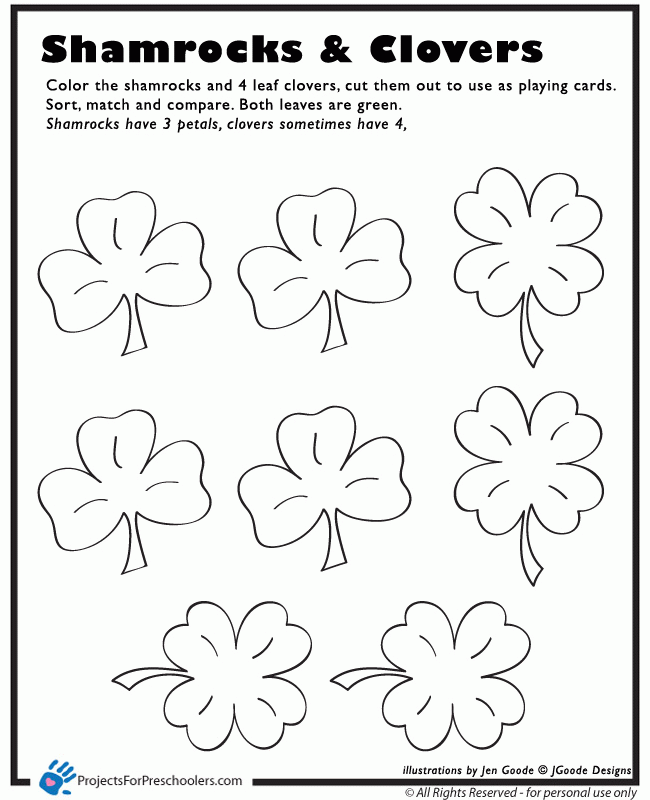Free Printable shamrocks and clovers coloring page - from ...