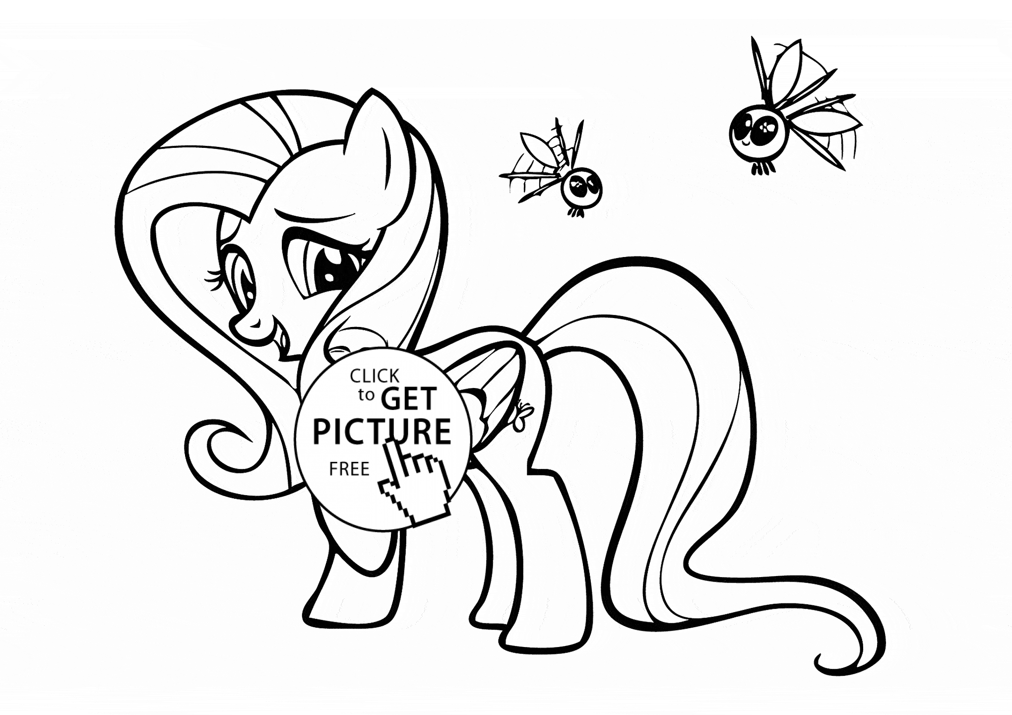 Funny Fluttershy - My little pony coloring page for kids, for ...