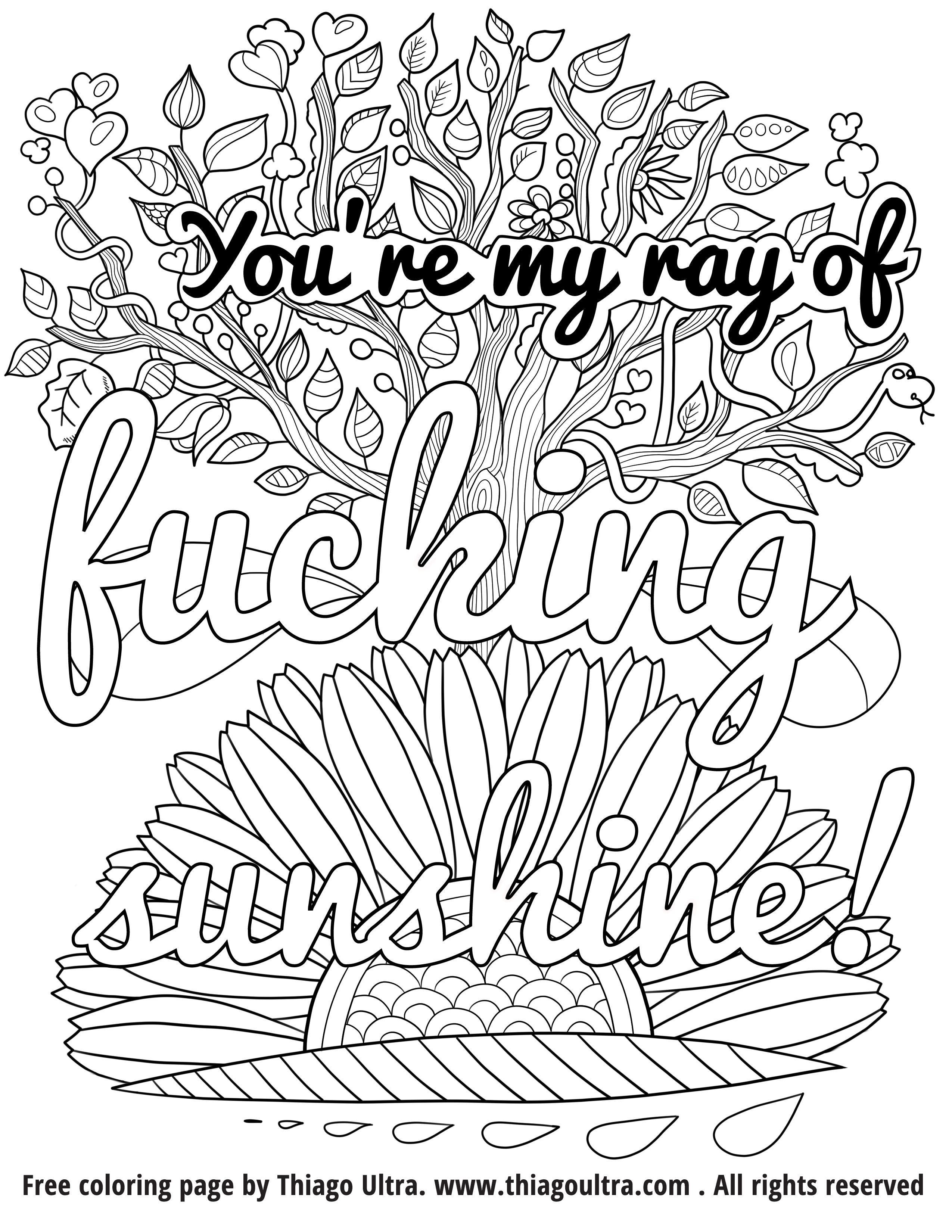 Sunshine Adult Coloring Page