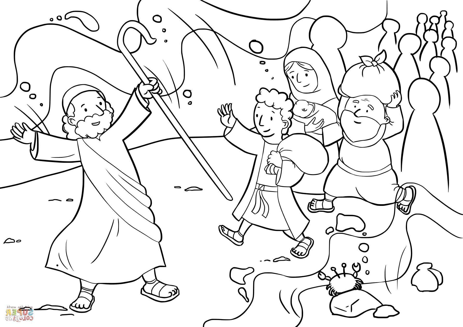Moses Parting Sea Coloring Pages - Coloring Home
