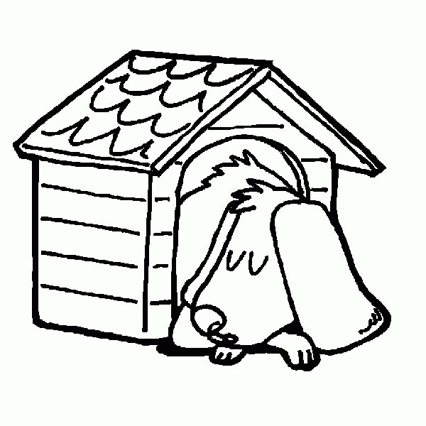 Dog House, Dog Sleeping In His House Coloring Pages: Dog Sleeping in His House Coloring Page