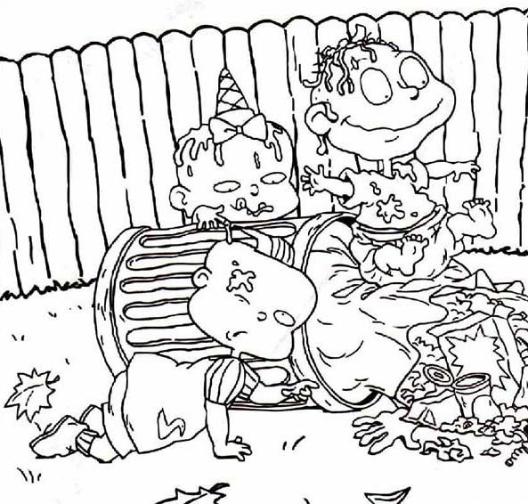 Download The Rugrats Are Dirty They Play In Garbage Can Coloring Page - Coloring Home