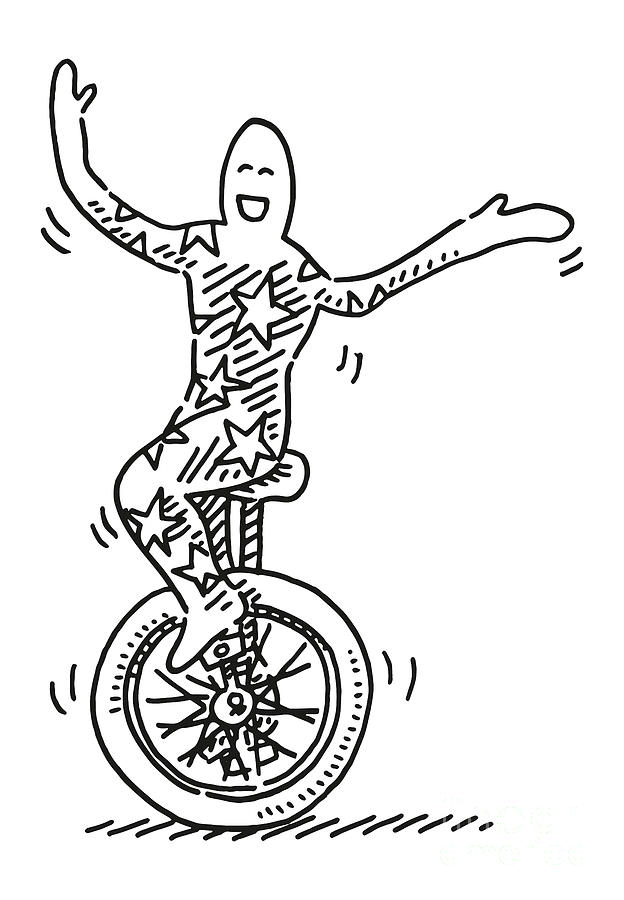 Performer On Unicycle Drawing Drawing by Frank Ramspott - Fine Art America