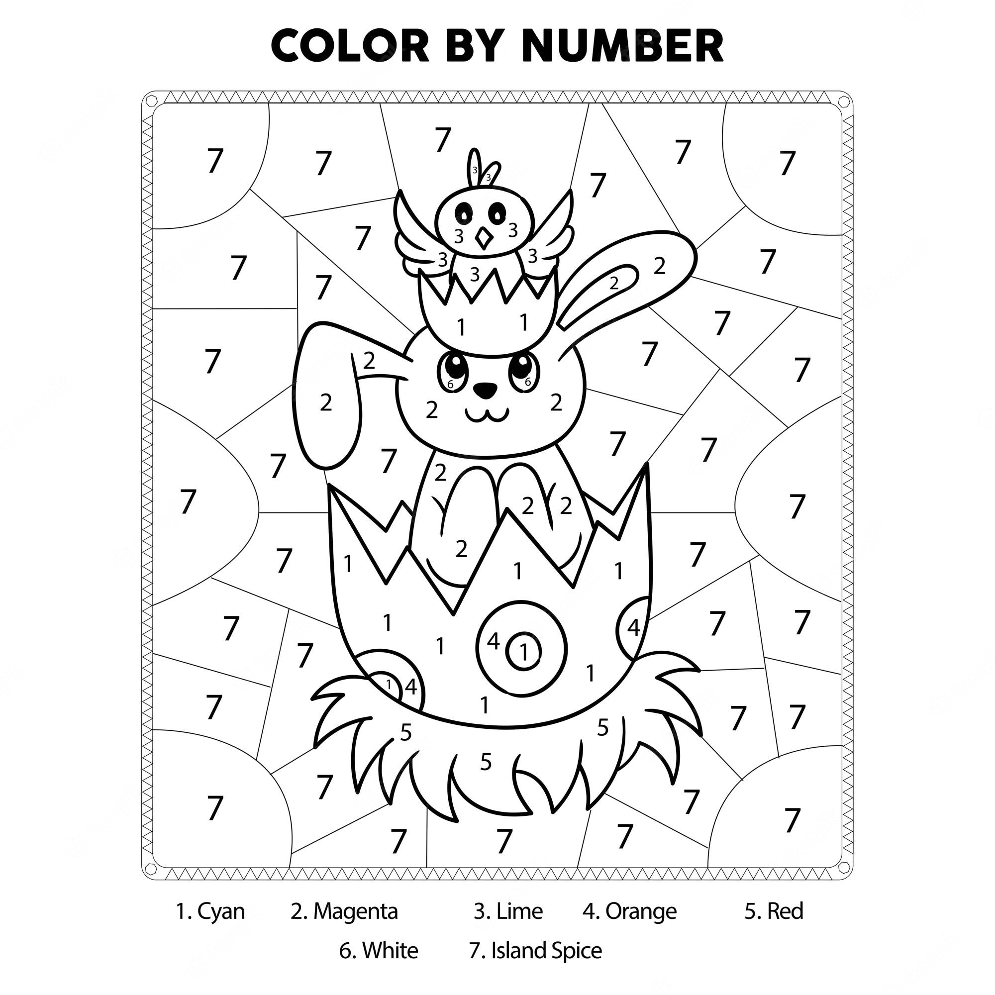 Premium Vector | Easter day color by number coloring page - easter print by  number