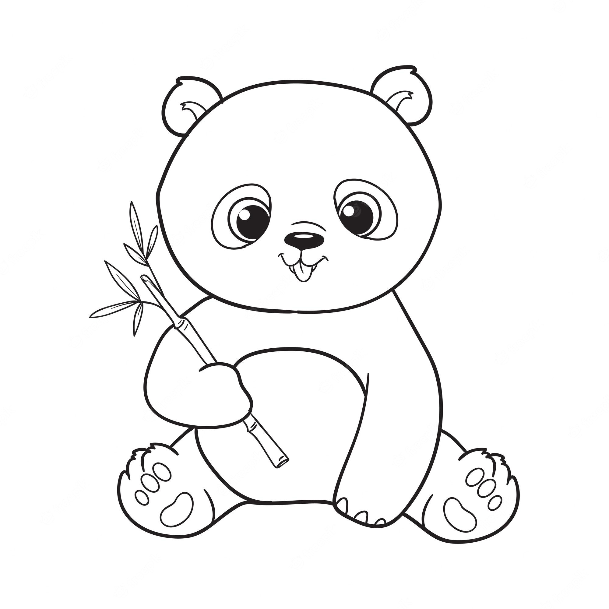 Premium Vector | Coloring pages or books for kids cute panda illustration