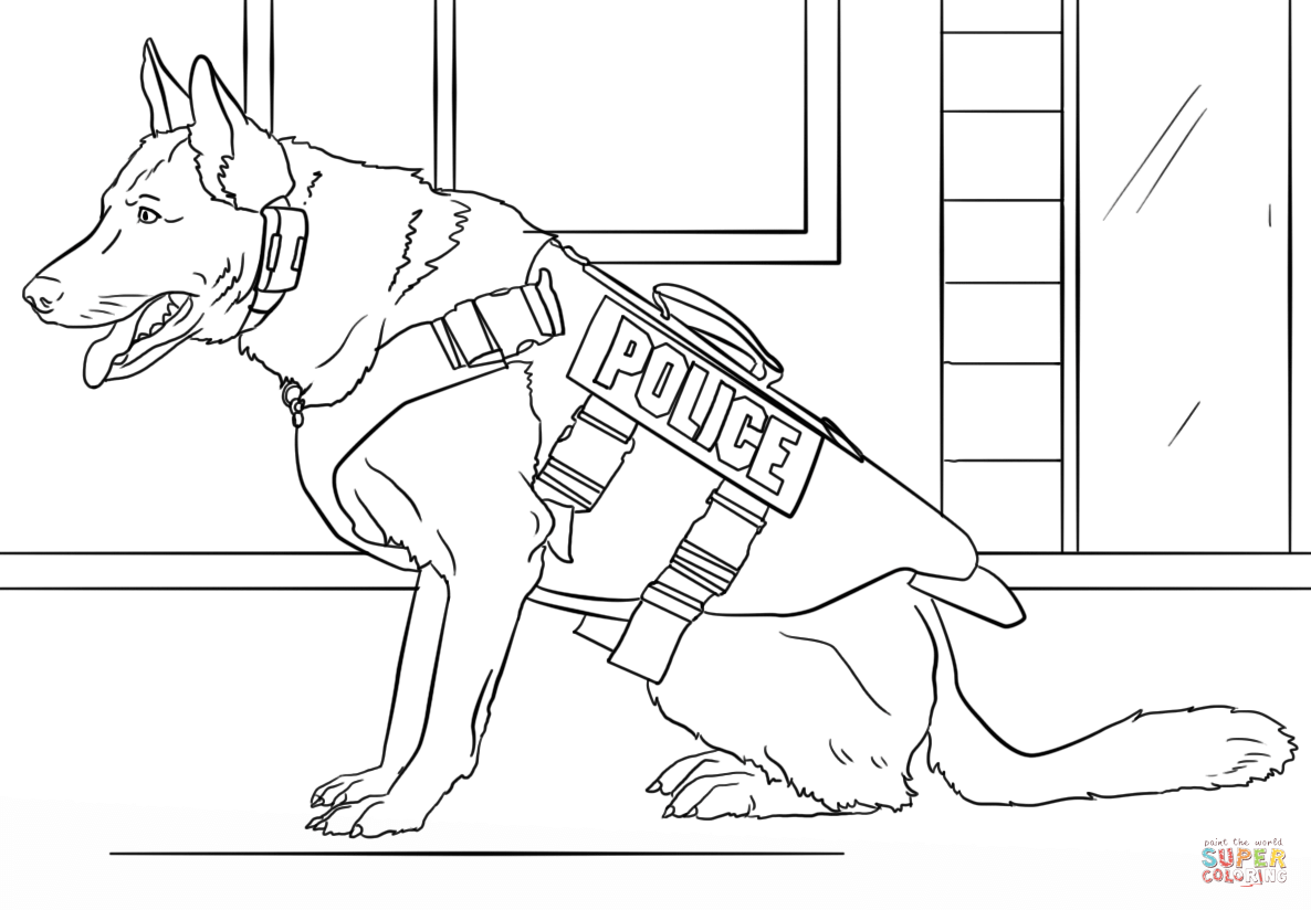 K-9 Police Dog coloring page | Free Printable Coloring Pages