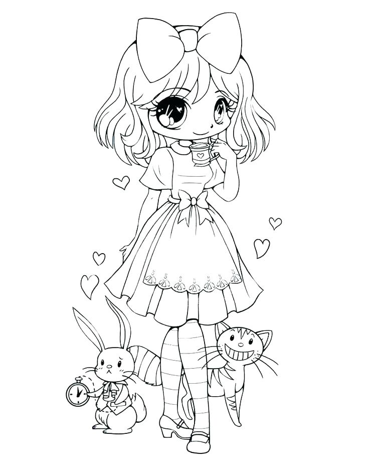 Cute Anime Cat Girl Coloring Page - ColoringBay