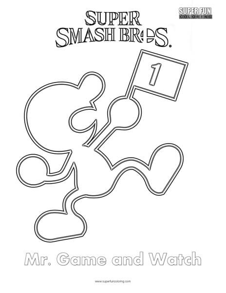Mr. Game and Watch- Super Smash Brothers Coloring Page - Super Fun ...