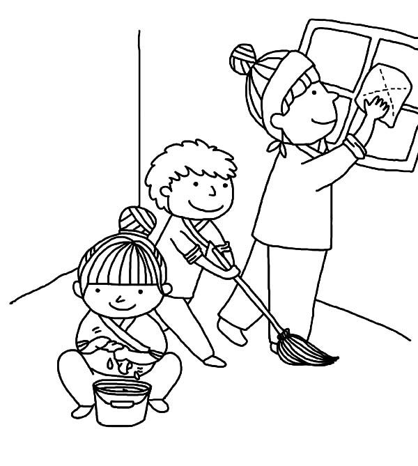 Kindness is Helping Mother Cleaning House Coloring Pages ...