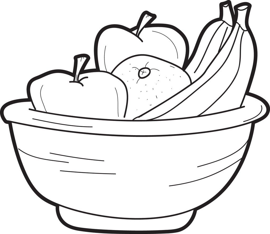 Printable Bowl of Fruit Coloring Page for Kids – SupplyMe