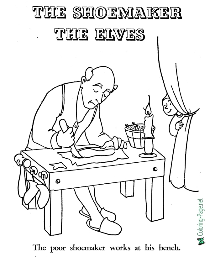 Shoemaker and Elves Coloring Pages - Fairy Tale