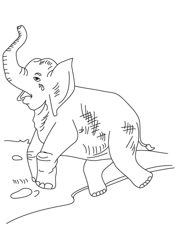 Crying elephant coloring page | Download Free Crying elephant ...