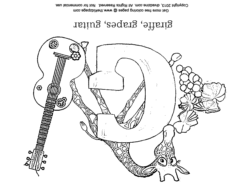 Letter G Coloring ABC's - Free Coloring Pages for Kids - Printable 