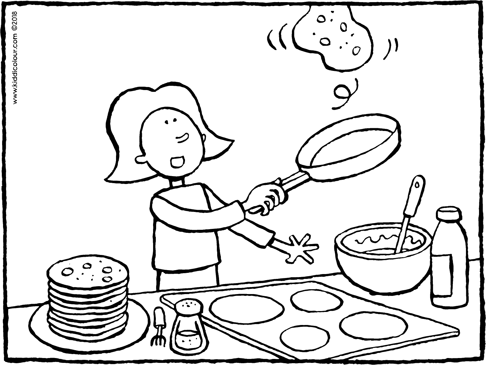 Emma baking pancakes - kiddicolour