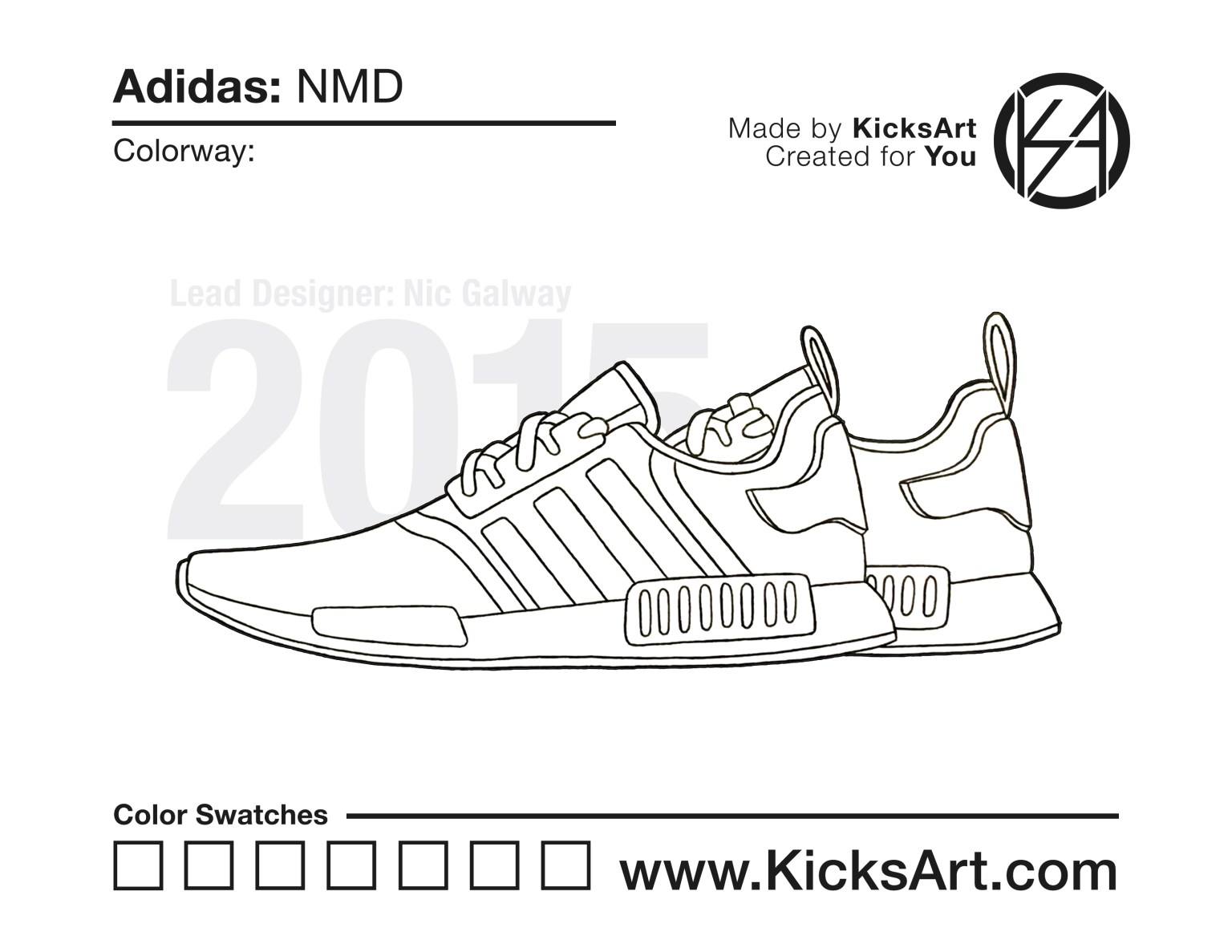Adidas NMD Sneaker Coloring Pages - Created by KicksArt