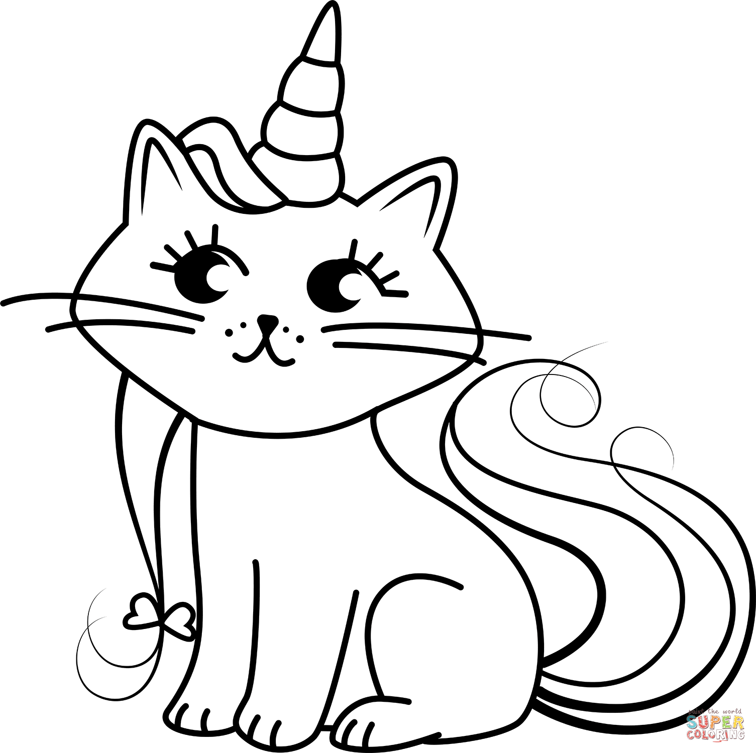 Unicorn Cat coloring page | Free Printable Coloring Pages