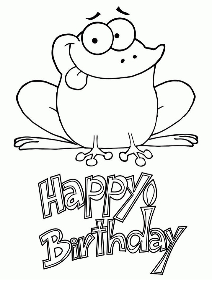 Birthday Frog Coloring Page - Free Printable Coloring Pages for Kids