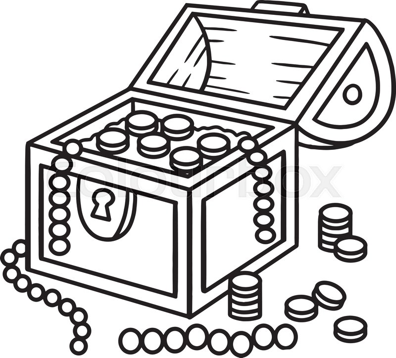 Mermaids Treasure Box Isolated Coloring Page | Stock vector | Colourbox