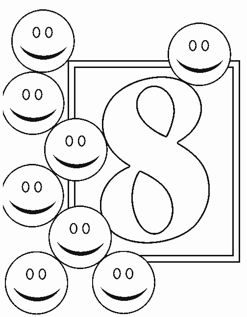 Numbers free to color for children : Eight - Numbers Kids Coloring Pages