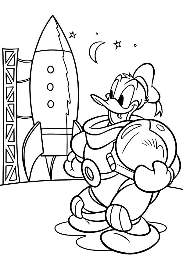 Donald Duck on Space Travel Mission Coloring Pages | Best Place to ...