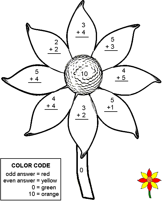 Color By Number Addition Worksheets Kindergarten - Coloring Pages