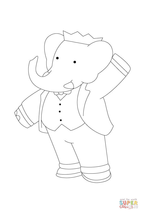 Babar the Elephant is Waving at You coloring page | Free Printable ...