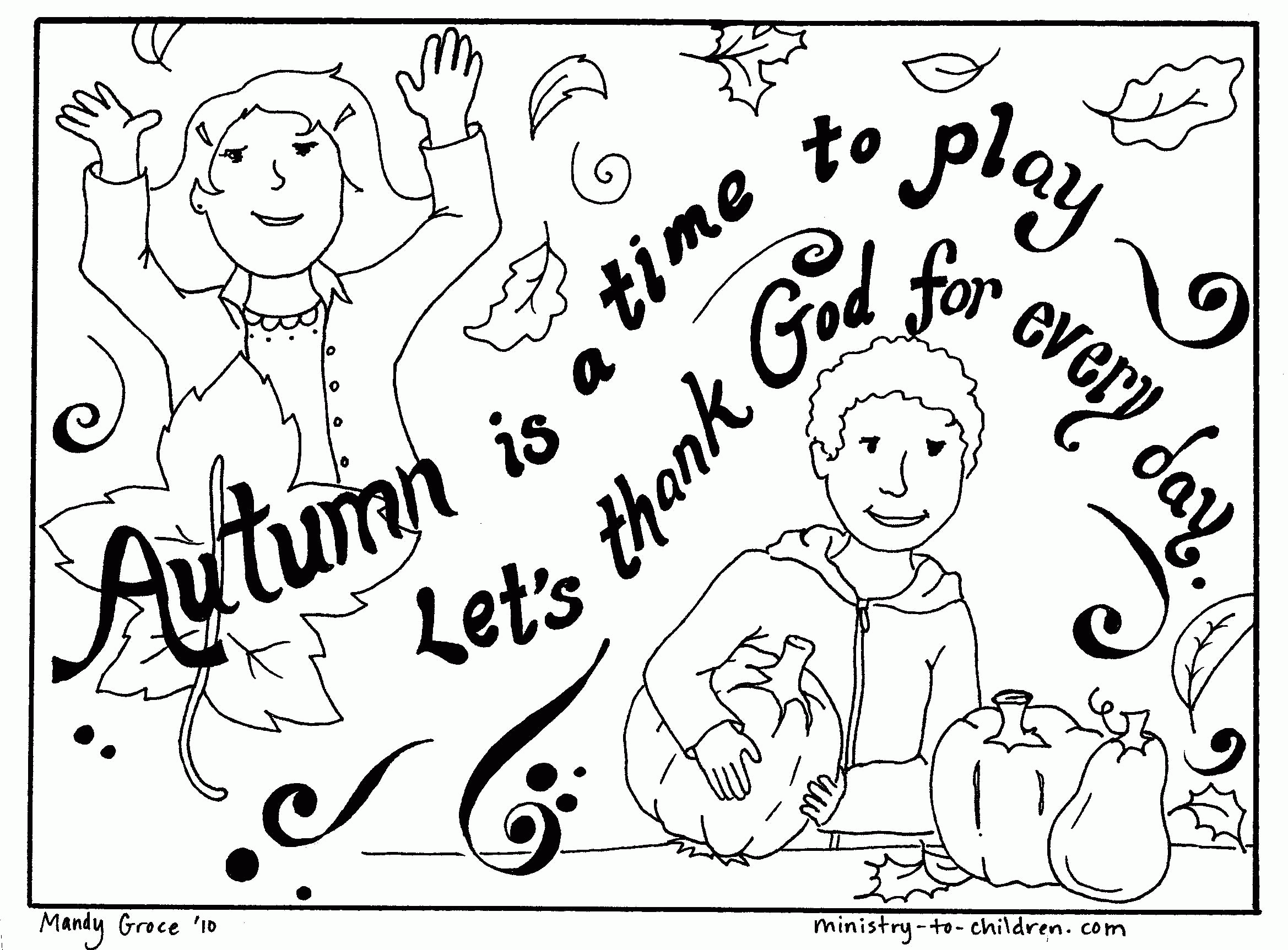 Autumn Coloring Page “Let's Thank God”