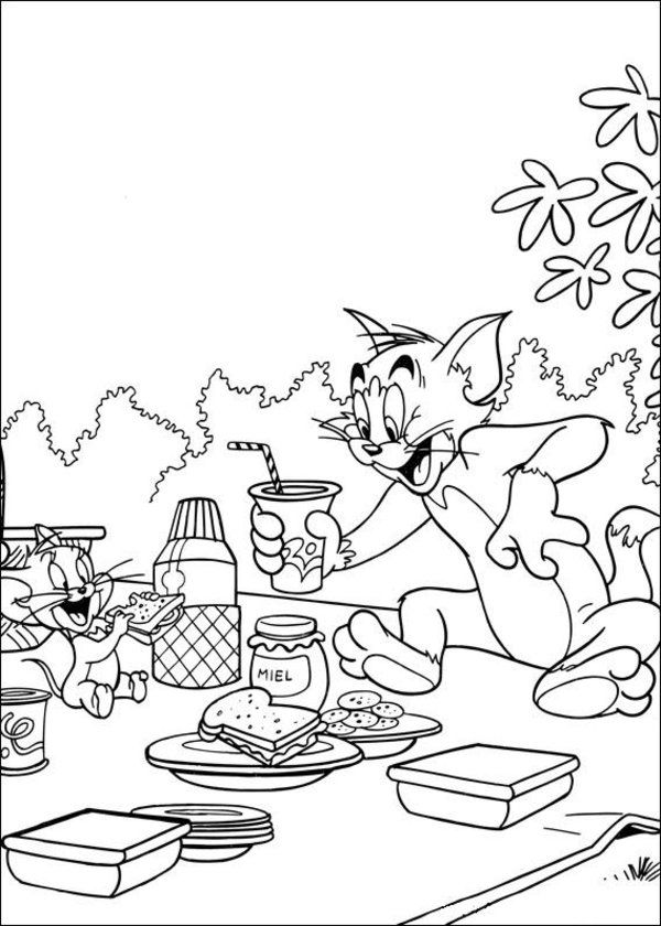 Coloring Pages For Kids Tom And Jerry Picnic | Cartoon Coloring ...