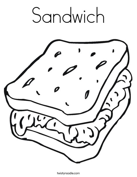 Sandwich Coloring Page - Twisty Noodle