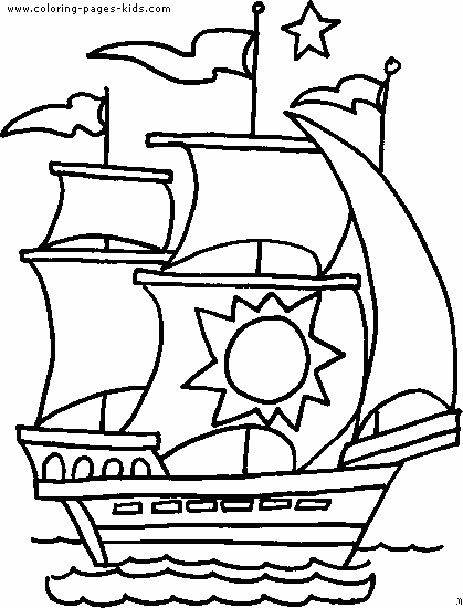 Boat coloring page. Free printable coloring sheets for kids.
